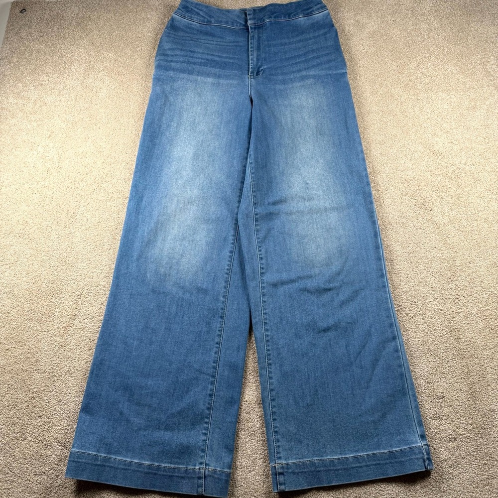 OAT New York Wide Leg Jeans Womens 6/28 Blue Denim Cotton Medium Wash High Rise